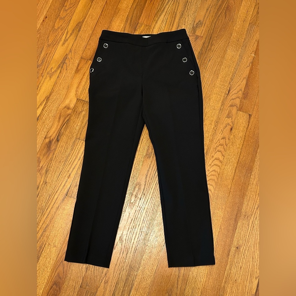 Rachel Zoe Black Straight Leg Pants with Silver Button Accents